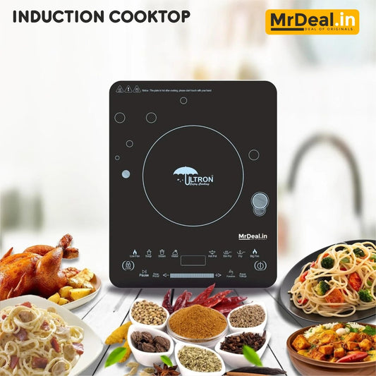 MrDeal Ultron 2000W Touch Induction Cooktop, Large Surface, Copper Glass